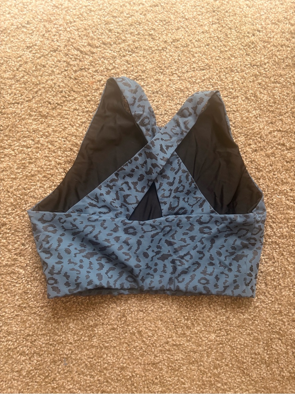Emily Hsu Blue Leopard Print Cross-Back Crop